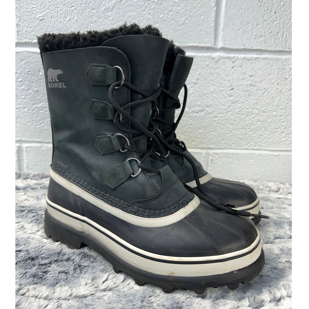 Sorel Caribou Snow Boots Black Waterproof Insulated / Mens 8